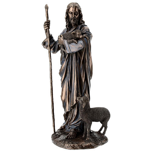 Bronzed Jesus Good Shepherd statue 30 cm Veronese Design 3
