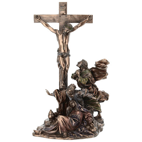 Bronzed resin Crucifixion of Jesus statue, 30 cm Veronese Design 1