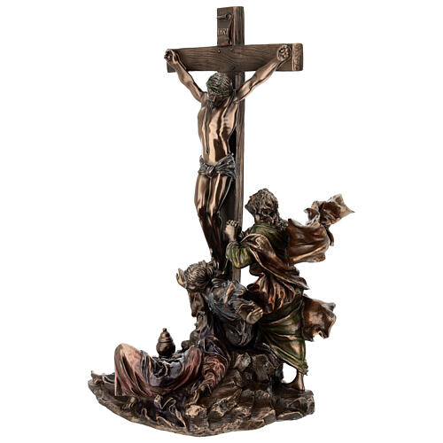 Bronzed resin Crucifixion of Jesus statue, 30 cm Veronese Design 3