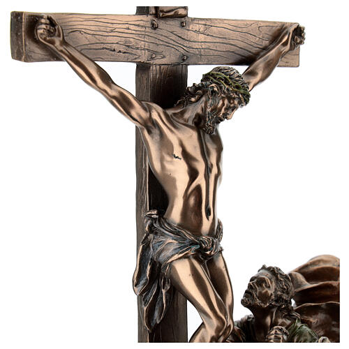 Bronzed resin Crucifixion of Jesus statue, 30 cm Veronese Design 4