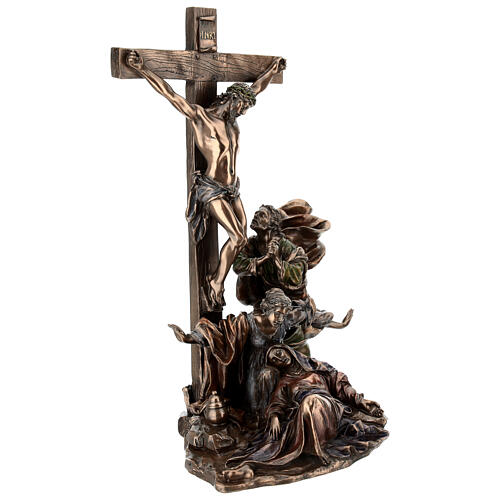 Bronzed resin Crucifixion of Jesus statue, 30 cm Veronese Design 5