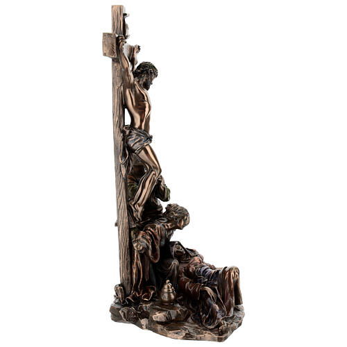 Bronzed resin Crucifixion of Jesus statue, 30 cm Veronese Design 7