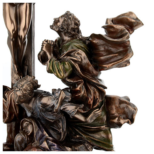 Bronzed resin Crucifixion of Jesus statue, 30 cm Veronese Design 8