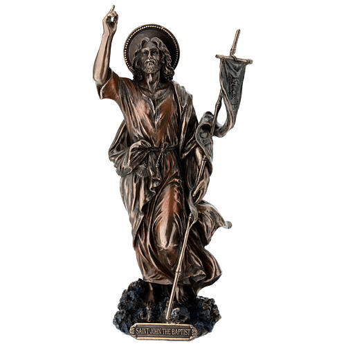 Bronzed resin Saint John the Baptist statue, 24 cm Veronese Design 1