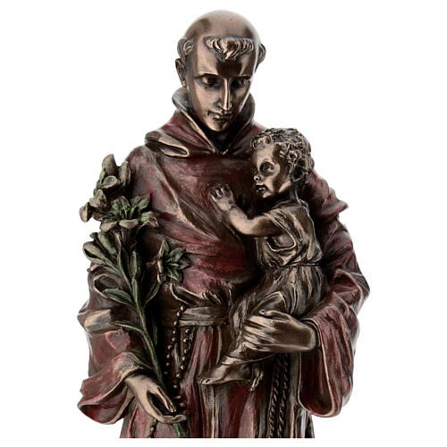 Heiliger Antonius von Padua mit dem Jesuskind – bronzierte Resinfigur, 20 cm, Veronese Design 2
