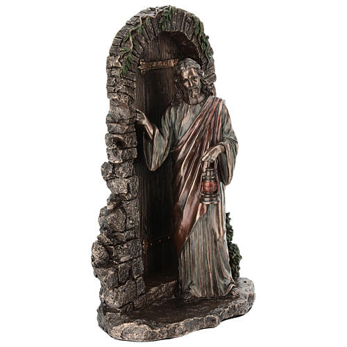 Jesús toca a la puerta resina bronceada 25 cm Veronese Design 3
