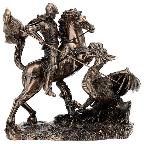 San Jorge con dragón estatua resina bronce 15 cm Veronese Design 1