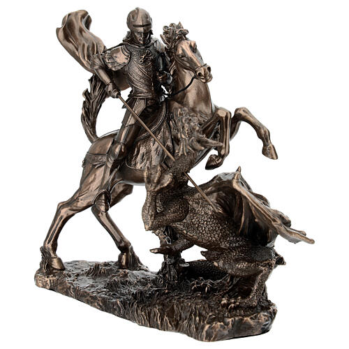 Saint Georges avec dragon statuette résine bronze 15 cm Veronese Design 3