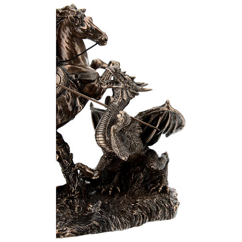 Saint George with Dragon figurine resin bronze 15 cm, Veronese Design 4