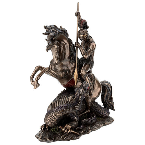 Saint Georges combat le dragon résine effet bronze 30 cm Veronese Design 3
