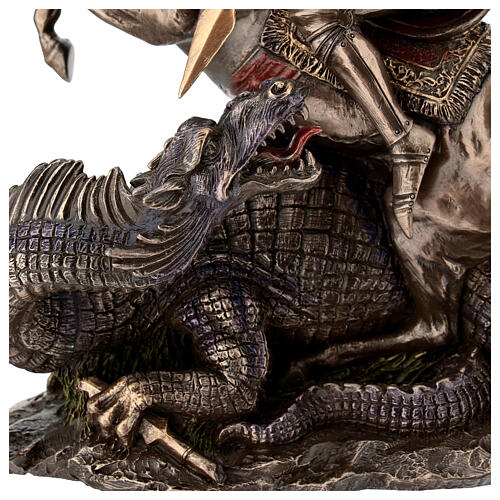 Saint Georges combat le dragon résine effet bronze 30 cm Veronese Design 4