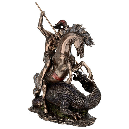 Saint Georges combat le dragon résine effet bronze 30 cm Veronese Design 7