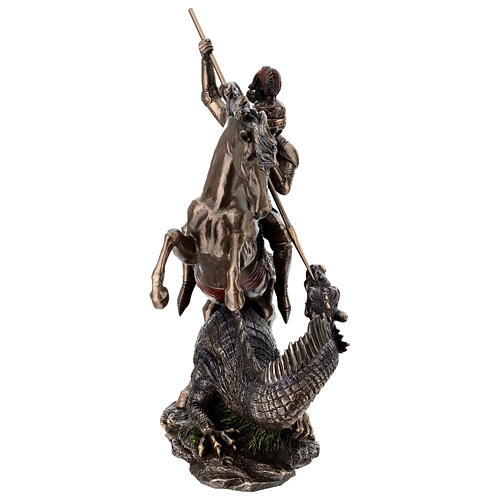 Saint Georges combat le dragon résine effet bronze 30 cm Veronese Design 9
