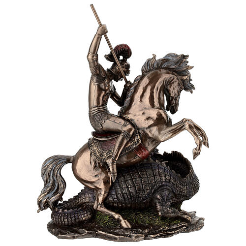 Saint Georges combat le dragon résine effet bronze 30 cm Veronese Design 10