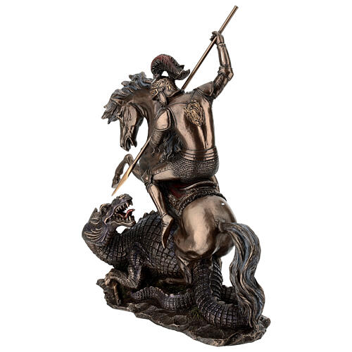 St. George statue battling dragon bronzed resin, 30 cm Veronese Design 5