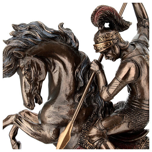 St. George statue battling dragon bronzed resin, 30 cm Veronese Design 6