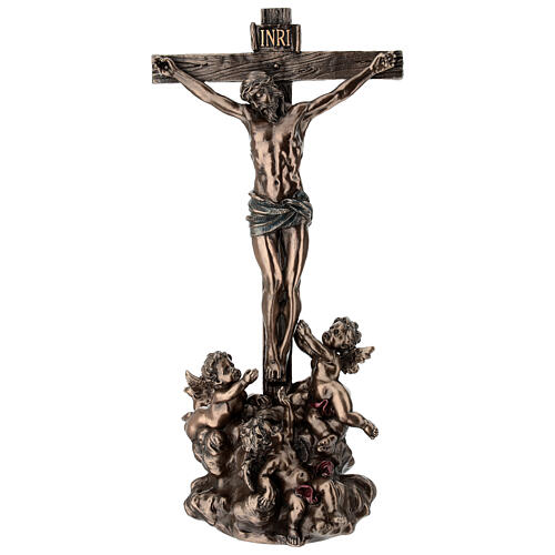 Jesus on the cross with cherubs statue, 30 cm Veronese Design 1