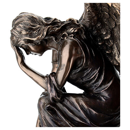 Anjo em bronze de 20 cm em posição de lamento Veronese Design 4