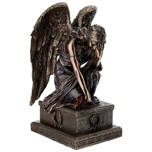 Anjo em bronze de 20 cm em posição de lamento Veronese Design 5