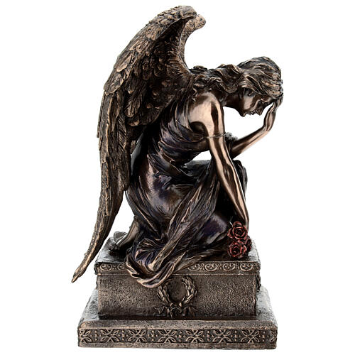 Anjo em bronze de 20 cm em posição de lamento Veronese Design 7