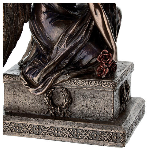Kneeling weeping bronze angel statue 20 cm Veronese Design 6