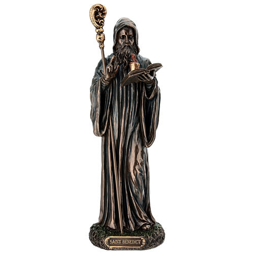 Heiliger Benedikt – bronzierte Resinfigur, 23 cm, Veronese Design 1