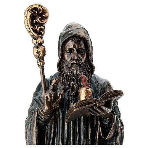 Heiliger Benedikt – bronzierte Resinfigur, 23 cm, Veronese Design 2