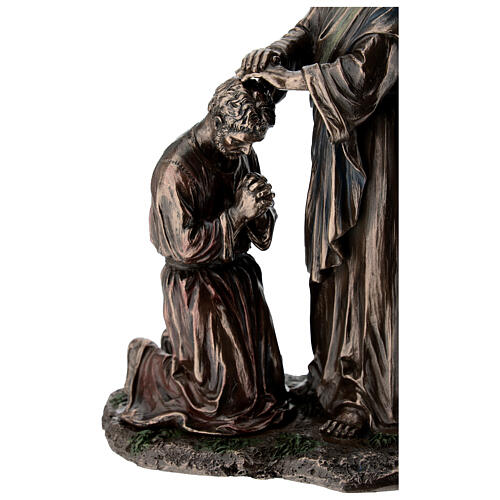 Jesus Blesses Kneeling Disciple Bronzed Statue, 20 cm Veronese Design 4