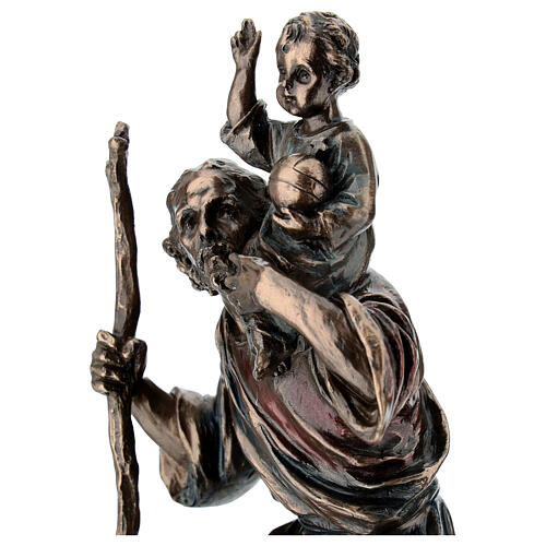 Heiliger Christophorus – bronzierte Resinfigur, 20 cm, Veronese Design 4