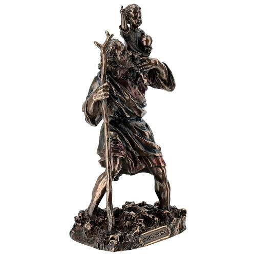 Heiliger Christophorus – bronzierte Resinfigur, 20 cm, Veronese Design 5