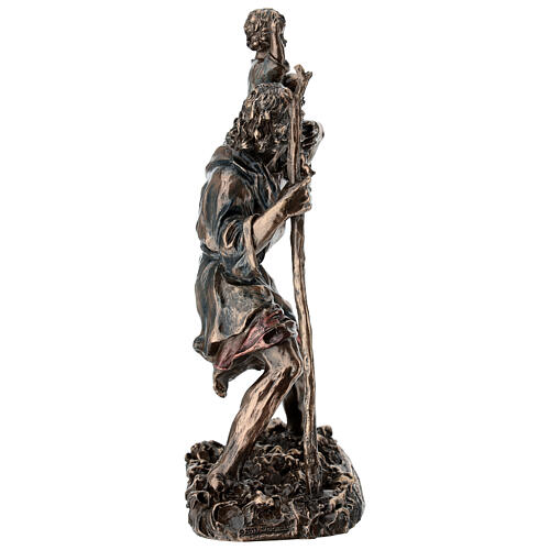 Heiliger Christophorus – bronzierte Resinfigur, 20 cm, Veronese Design 7
