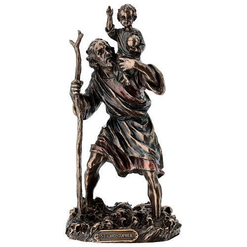 Bronzed Statue of St Christopher, 20 cm Veronese Design 1