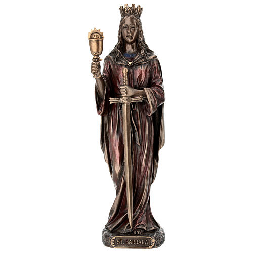 Heilige Barbara – bronzierte Resinfigur, 20 cm, Veronese Design 1