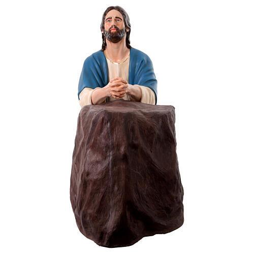 Jésus avec rocher en prière dans le Gethsémani fibre de verre peinte 10