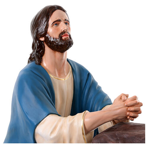 Jesus with Gethsemane Rock in Prayer Painted Fiberglass 11