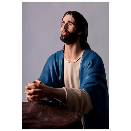 Jesus with Gethsemane Rock in Prayer Painted Fiberglass 17