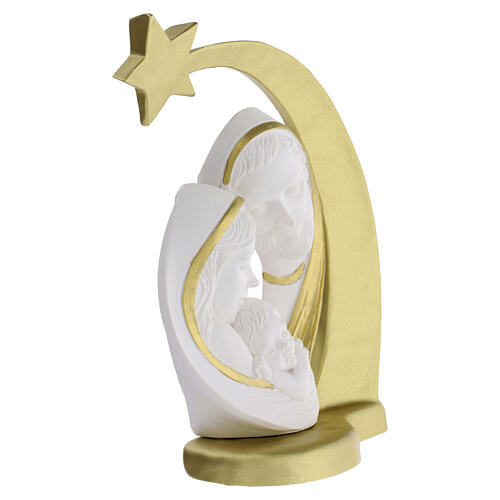Statuetta Sacra Famiglia con stella oro 13x10 cm resina Valenti 3