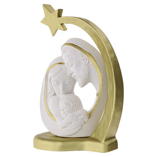 Estátua Sagrada Família com estrela em ouro 13x10 cm resina Valenti 2