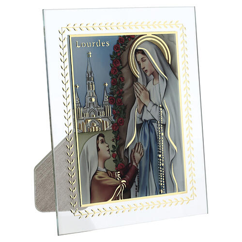 Marco vidrio Virgen de Lourdes Valenti 20x15 cm 2