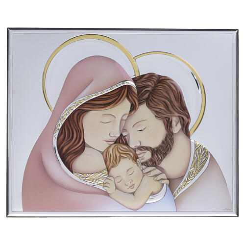 Colored Enamel Holy Family Valenti 25x30x1 cm Silver Bilaminate 1