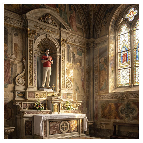 Saint Carlo Acutis statue in fiberglass, 125 cm with glass eyes 4