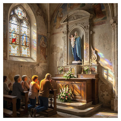 Our Lady, Queen of the Apostles, fibreglass statue with glass eyes, 47 in 2