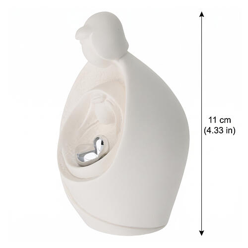 Sacra Famiglia resina bianca con Gesù Bambino argentato 11 cm 3