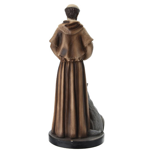 Statua San Francesco dipinta in resina con lupo e colomba 15x6 cm 5