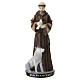 Statuetta San Francesco dipinta in resina con colomba e lupo 20x8 cm s1
