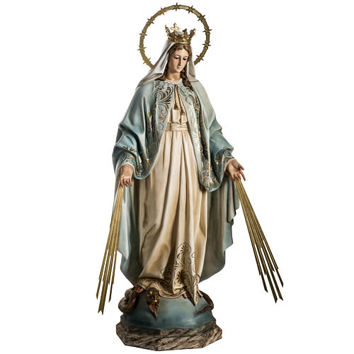 Our Lady of Miracles statue in wood paste, Crystal eyes, 100 cm 3