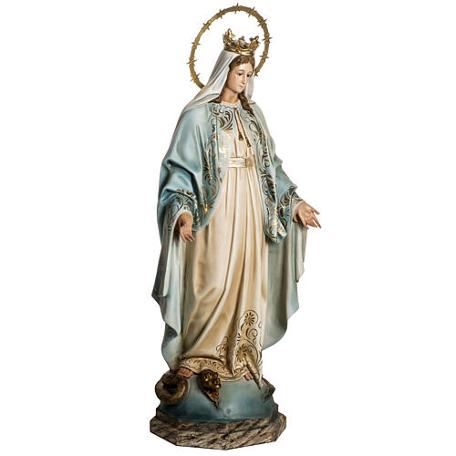Our Lady of Miracles statue in wood paste, Crystal eyes, 100 cm 8