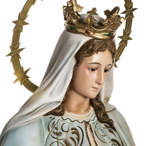 Our Lady of Miracles statue in wood paste, Crystal eyes, 100 cm 9