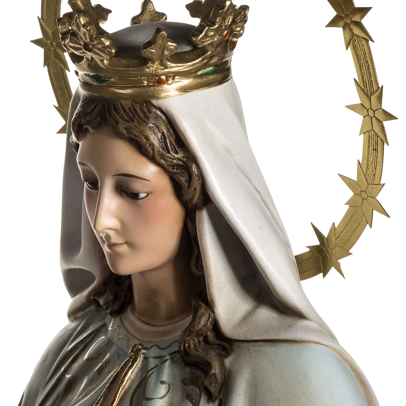 Our Lady of Miracles statue in wood paste, Crystal eyes, 100 cm ...