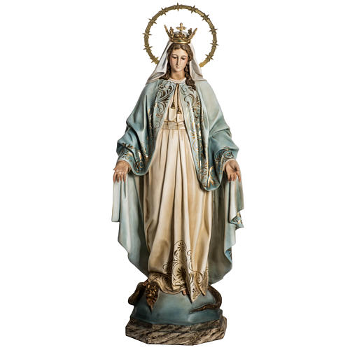 Our Lady of Miracles statue in wood paste, Crystal eyes, 100 cm 7
